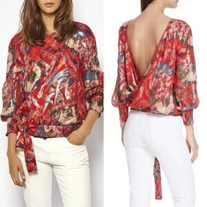 ba&sh Silk Metallic Open Back July Top